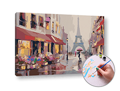 Maľovanie podľa čísel na plátno DÁŽĎ V PARÍŽI – nízka náročnosť 60x40 cm